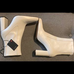 Zara White Leather Booties